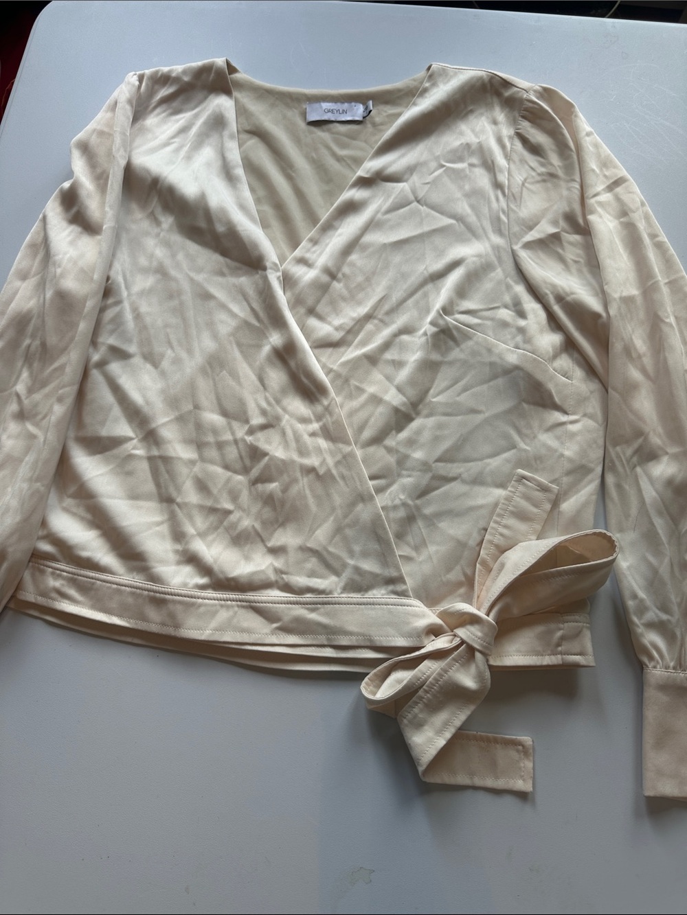 Cream Wrap Front Blazer with Tie Waist - Womens Blazer
